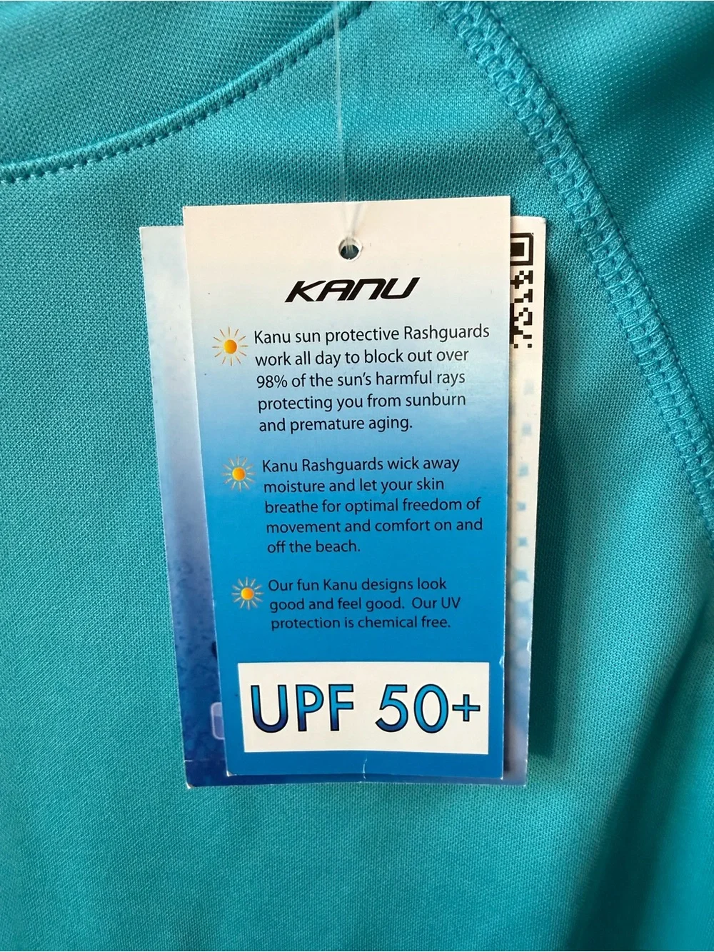 Kanu Surf Neon Blue UPF 50+ Rash Guard Swim Shirt Mens Size Small